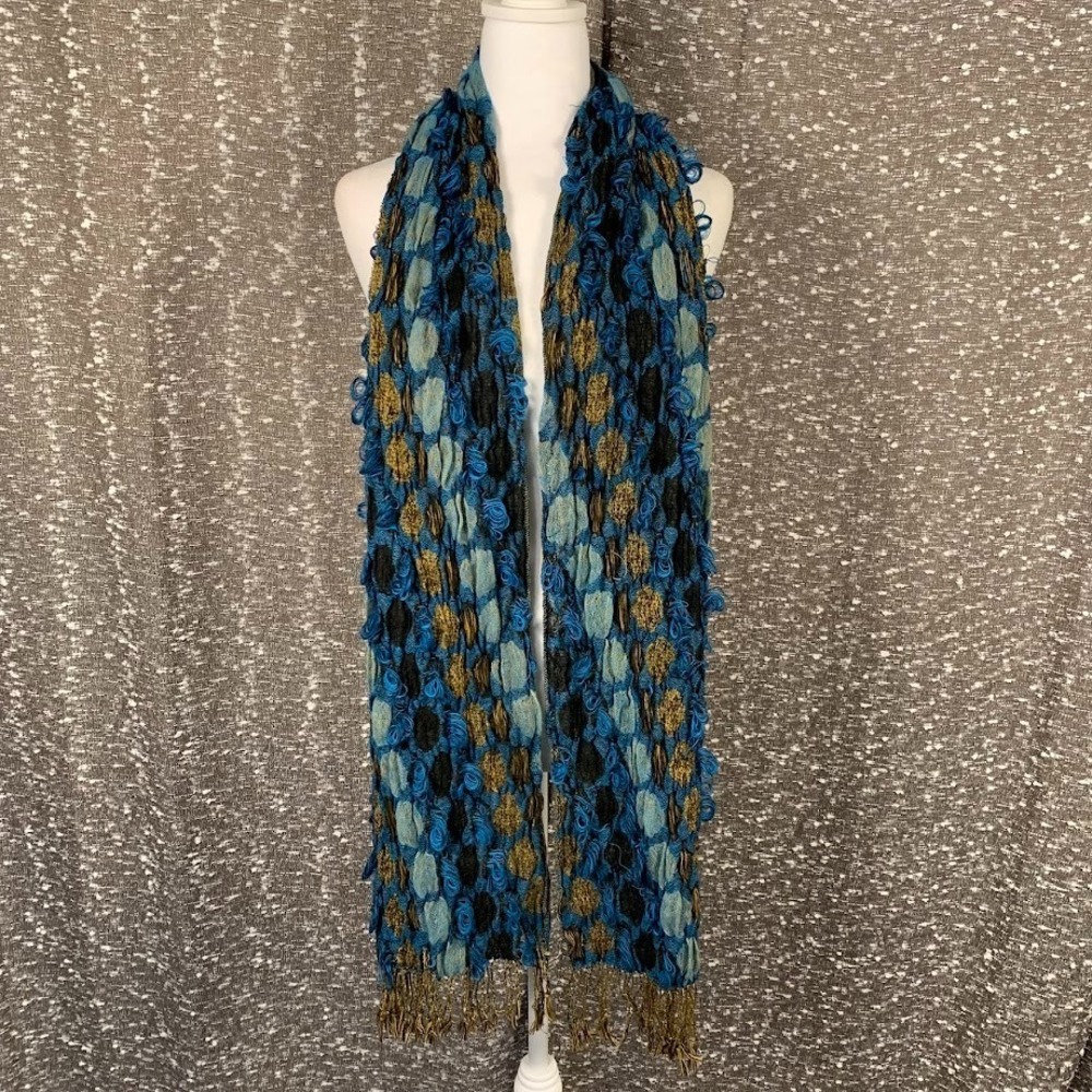 Y2K Textured Bubble Fringe Fashion Scarf‎ Multicolor Boho